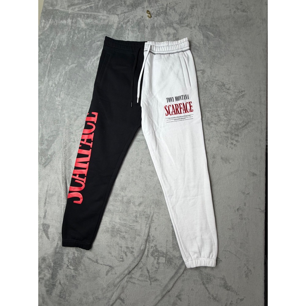Scarface Sweatpants Mens Large Black White Tony Montana Colorblock Joggers